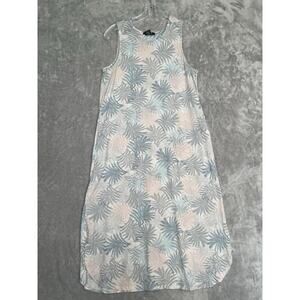 Tahari Dress Womens Medium Sleeveless Tropical Palm Leaf Print Jersey Stretch